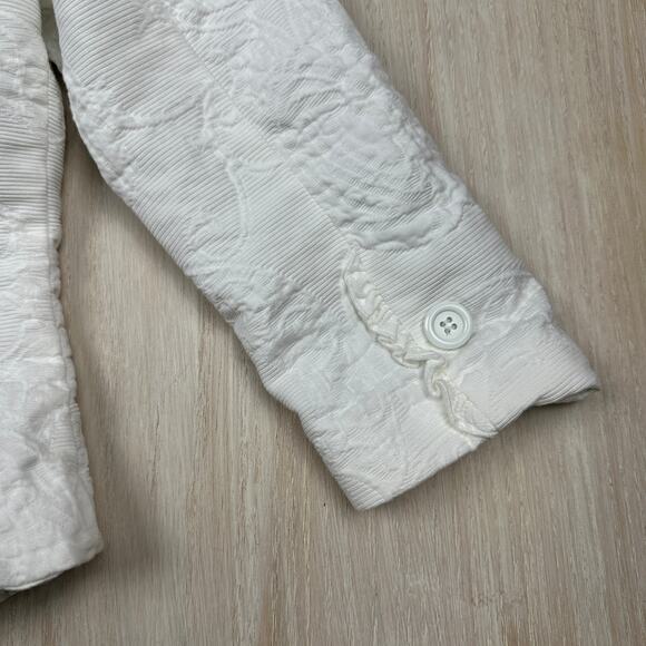 Beth Bowley White Feminine Floral Textured Office Singe Button Blazer Jacket 6 - Picture 15 of 15